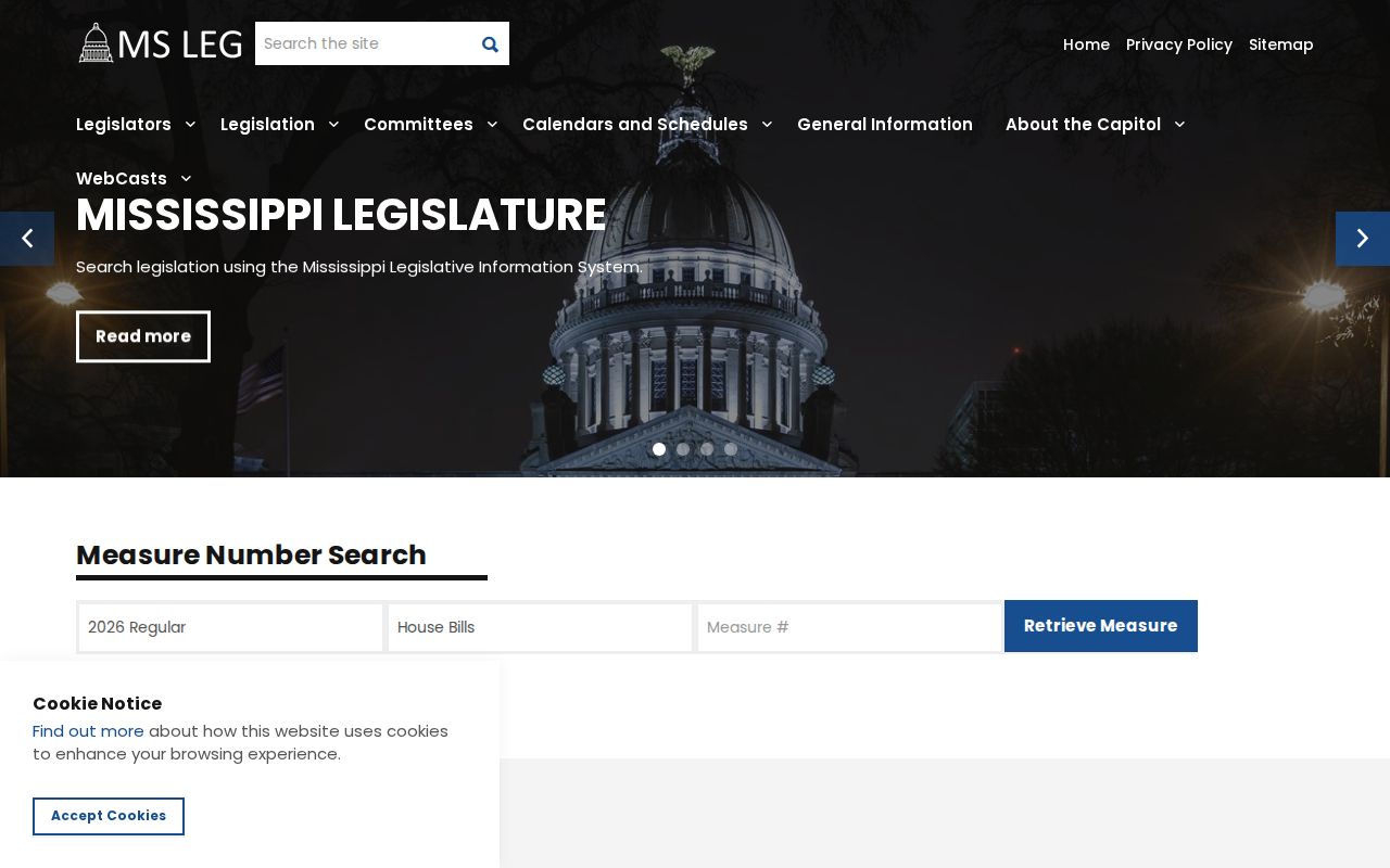 Mississippi Legislature portal for official Code access and court record statutes