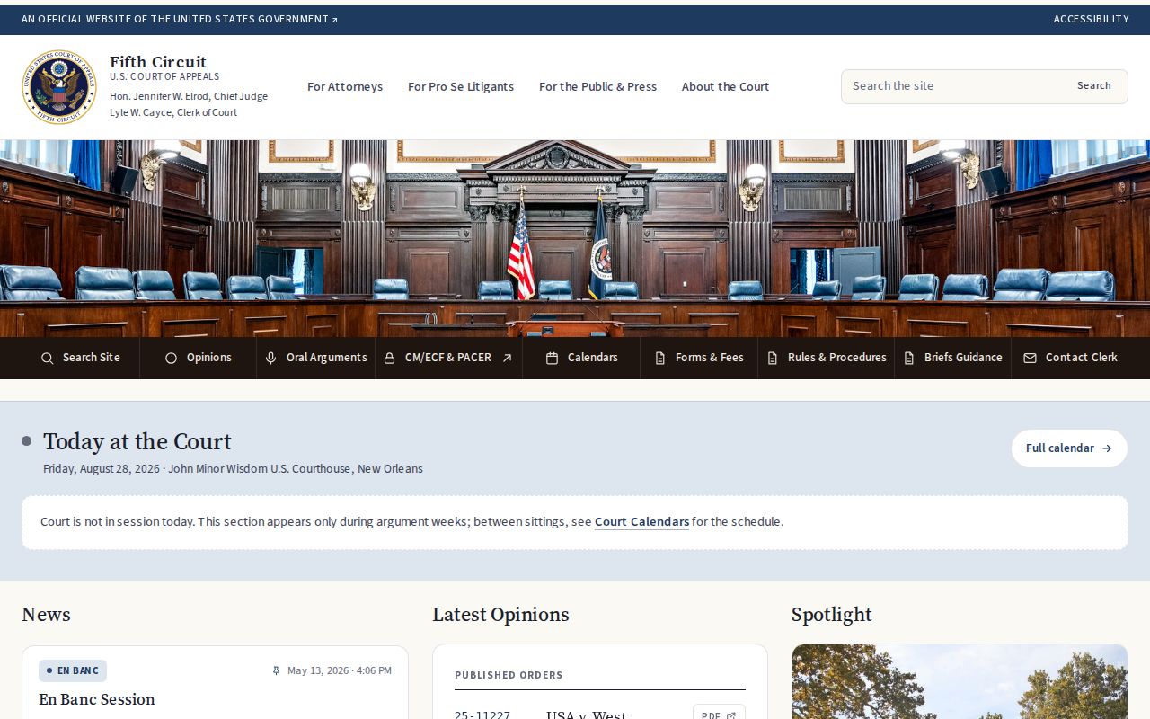 United States Court of Appeals for the Fifth Circuit official website for federal appeal context
